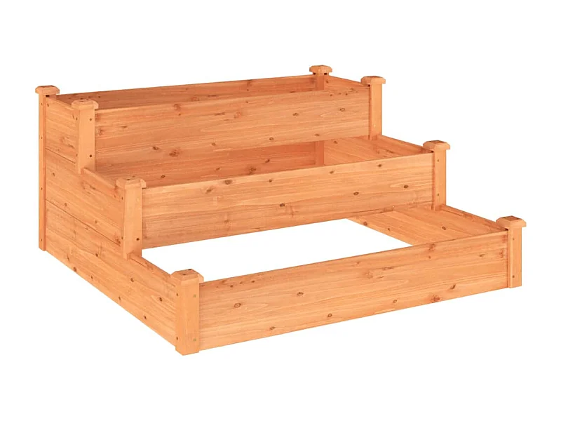 Macetero bancal elevado plantas flores terraza jardín jardín 120 x 120 x 56 cm madera maciza de abeto marrón 02_0039341