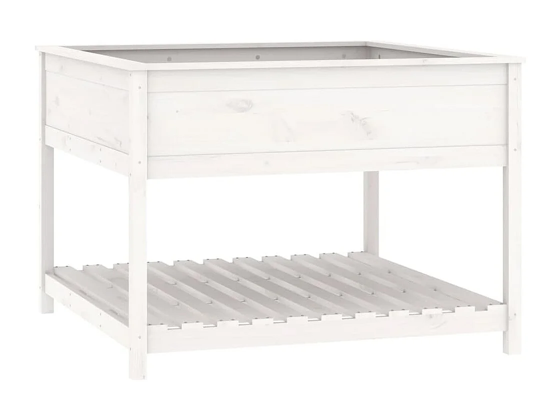 Fioriera rialzata per giardino terrazza e mensola 1115 x 1115 x 81 cm in legno massello di pino bianco 02_0038615