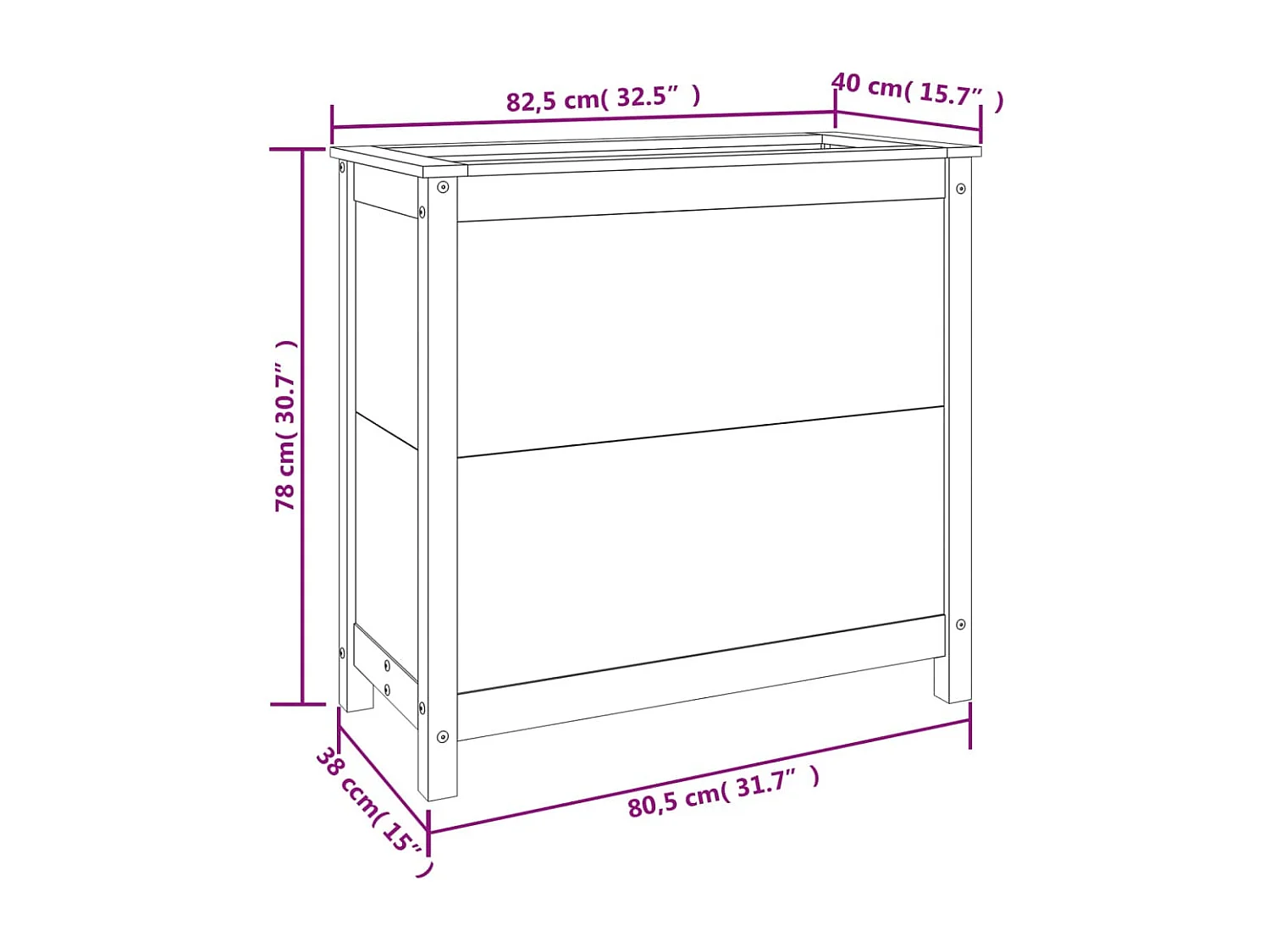 Fioriera rialzata per aiuola fioriera per terrazza giardino 825 x 40 x 78 cm legno massello di pino marrone 02_0037936
