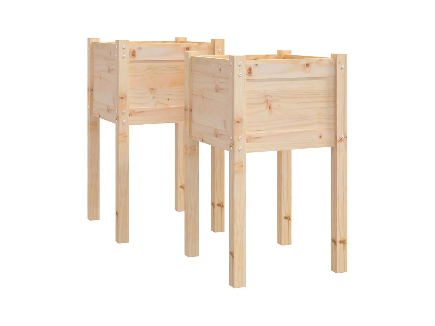 Vaso per aiuole rialzate vassoio piante fiori giardino esterno terrazze set da 2 40 x 40 x 70 cm legno massello di pino marrone 02_0038899
