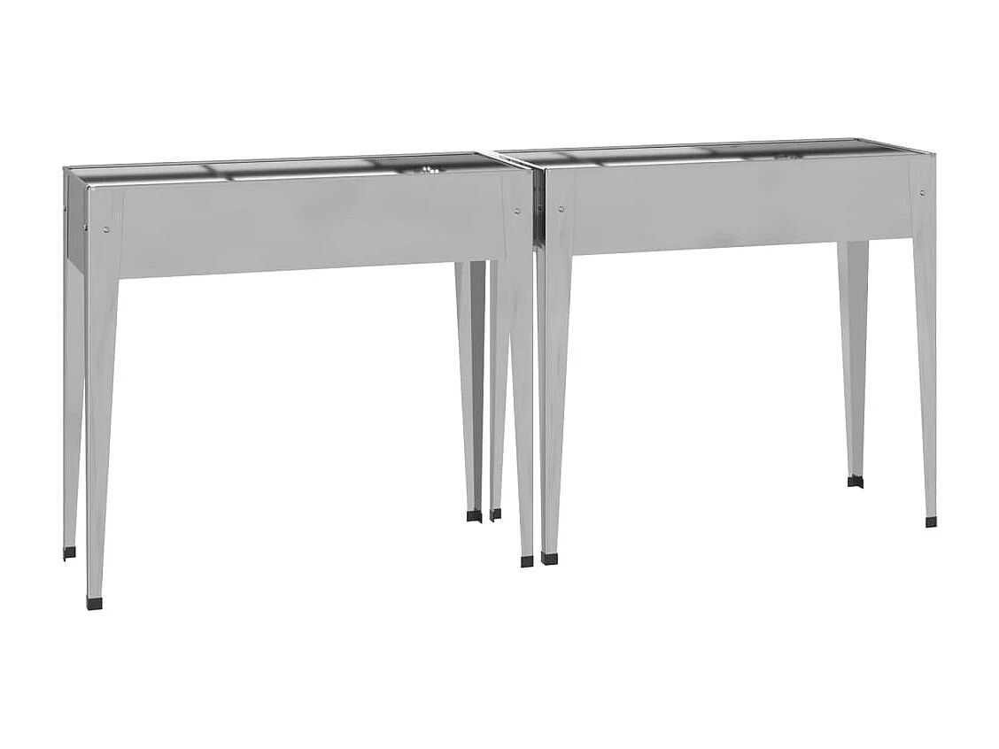 Set di 2 fioriere per aiuole rialzate, piante, fiori, giardini, terrazze, acciaio zincato, argento 02_0039007