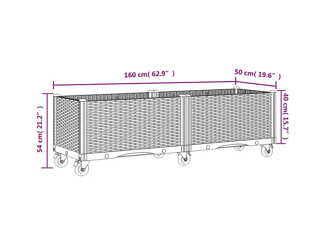 Jardinière bac lit surélevé grise 160 x 50 x 54 cm 02_0038836