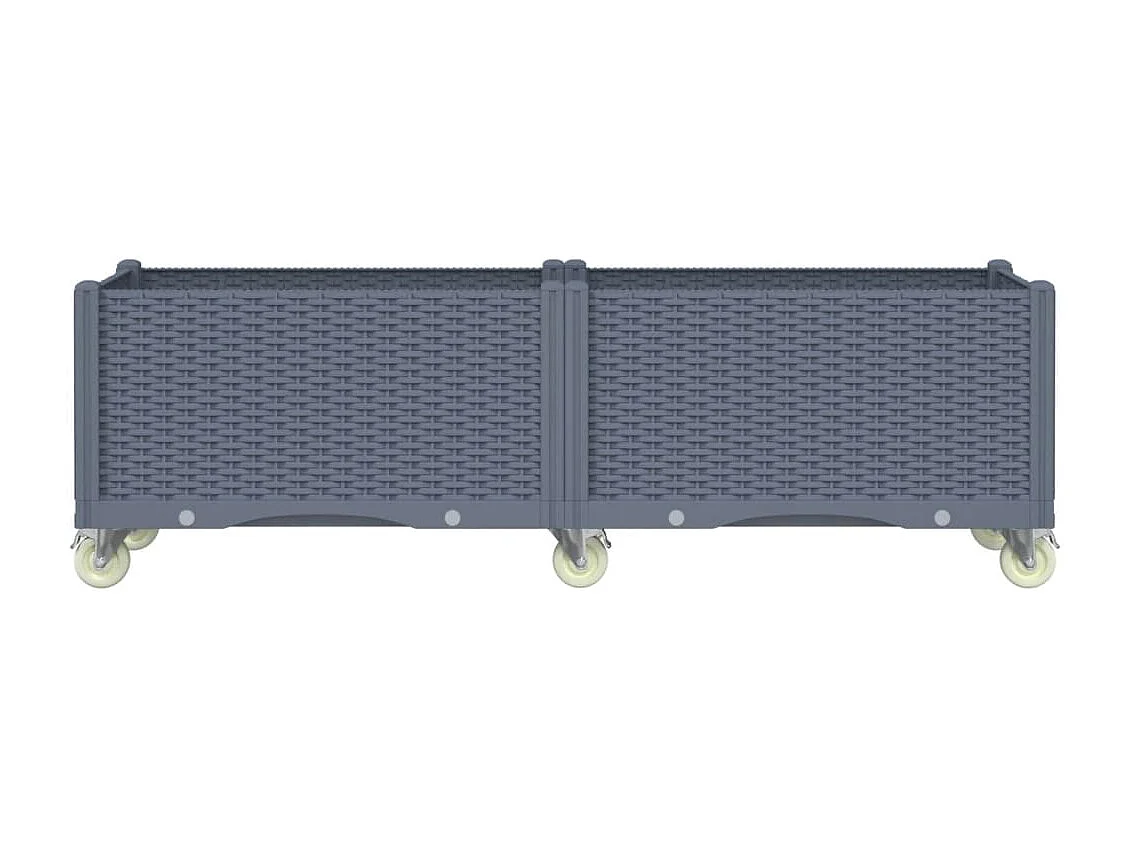 Fioriera rialzata per giardino e terrazza su ruote 160 x 50 x 54 cm PP grigio 02_0038836