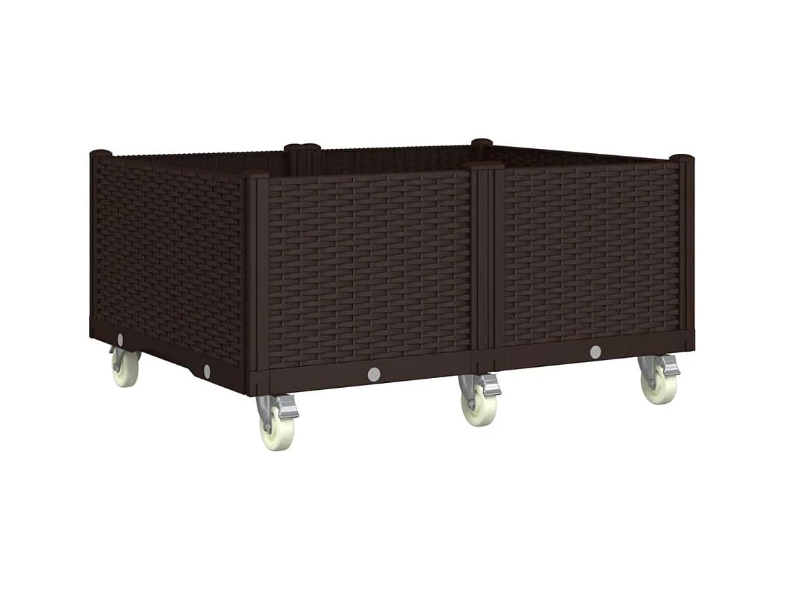 Jardinera elevada para terraza o jardín con ruedas 100 x 80 x 54 cm PP marrón 02_0038829