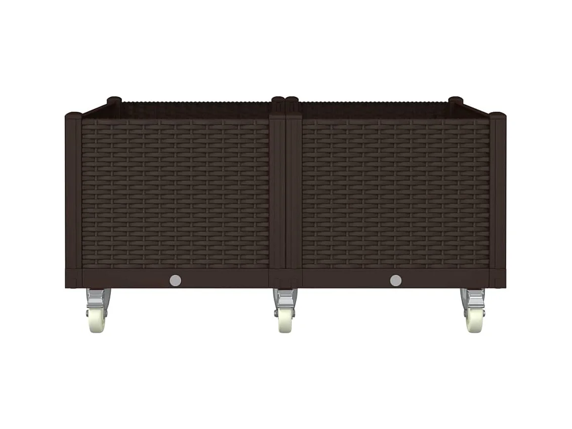 Jardinera elevada para terraza o jardín con ruedas 100 x 80 x 54 cm PP marrón 02_0038829