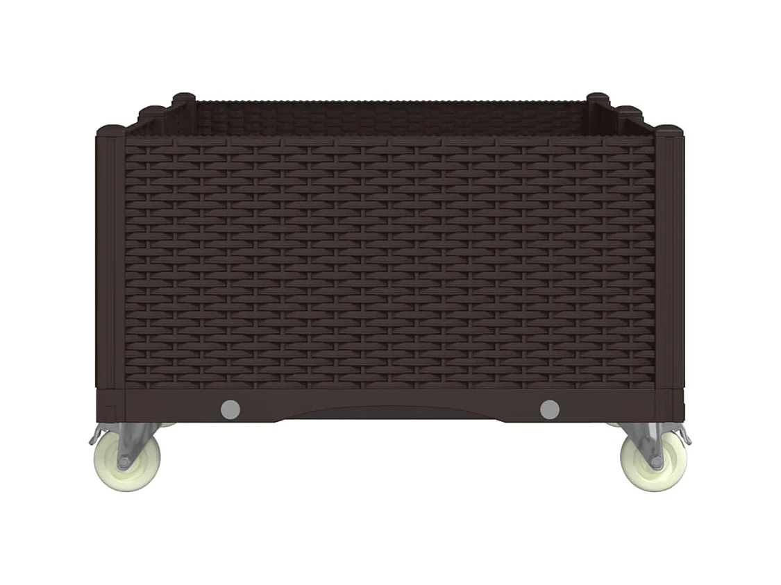 Jardinera elevada para terraza o jardín con ruedas 100 x 80 x 54 cm PP marrón 02_0038829