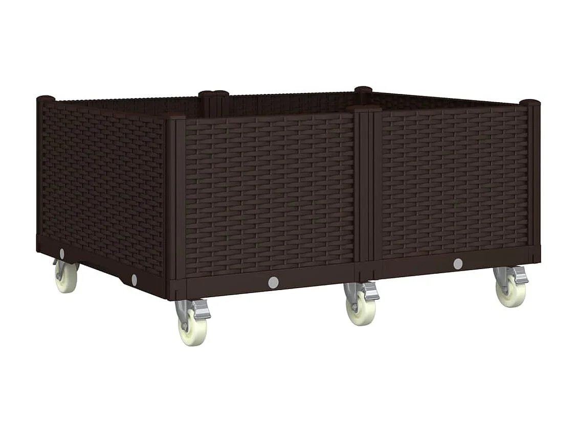 Fioriera rialzata per terrazza giardino su ruote 100 x 80 x 54 cm PP marrone 02_0038829