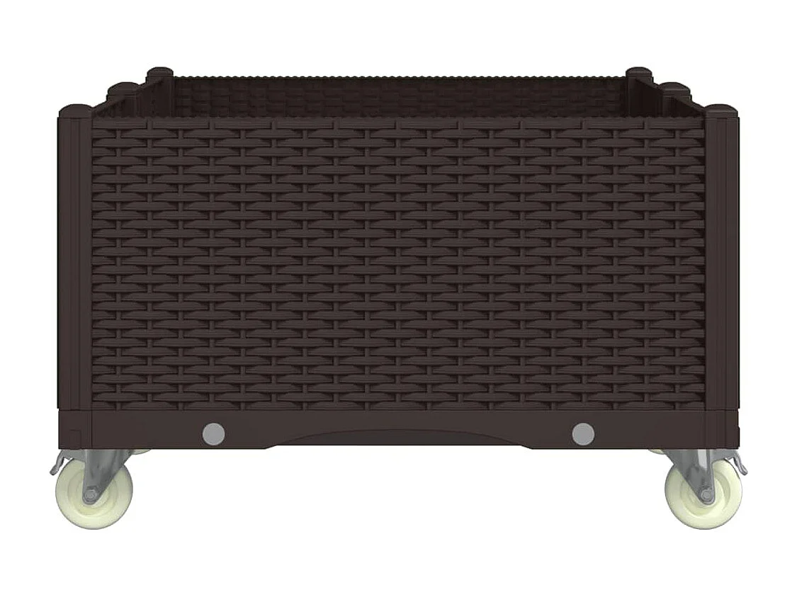 Fioriera rialzata per terrazza giardino su ruote 100 x 80 x 54 cm PP marrone 02_0038829