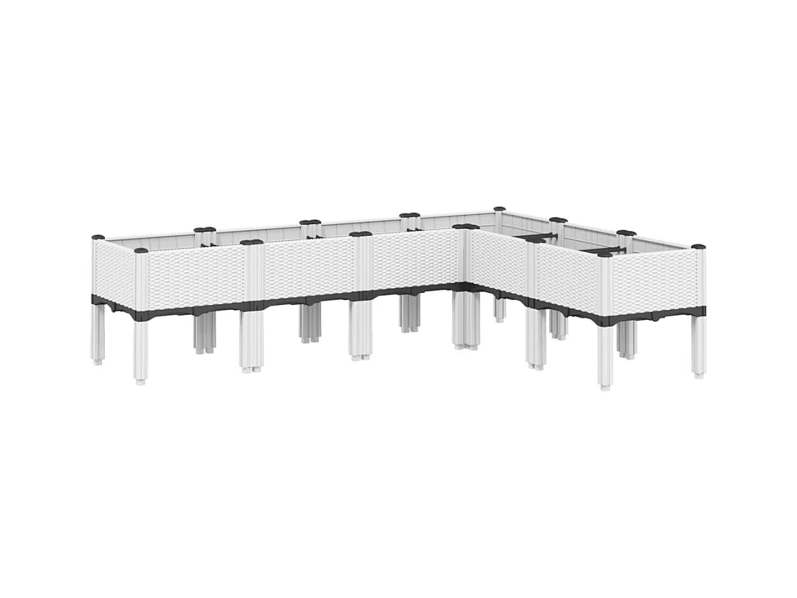 Floreira canteiro elevado floreira terraço jardim com pés 160 x 120 x 42 cm PP branco 02_0038153