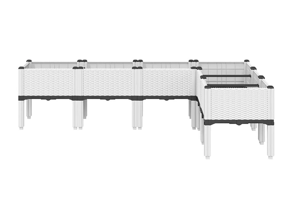 Jardinera elevada para terraza o jardín con patas 160 x 120 x 42 cm PP blanco 02_0038153