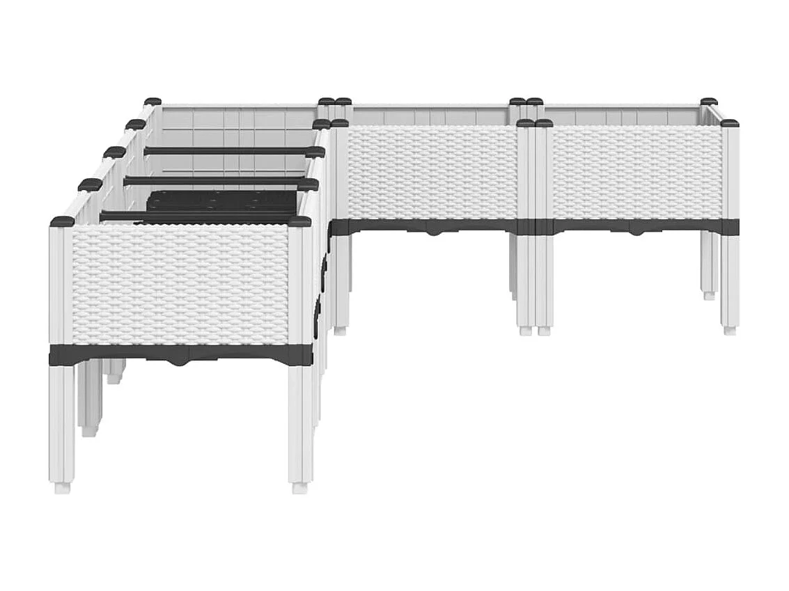 Jardinera elevada para terraza o jardín con patas 160 x 120 x 42 cm PP blanco 02_0038153