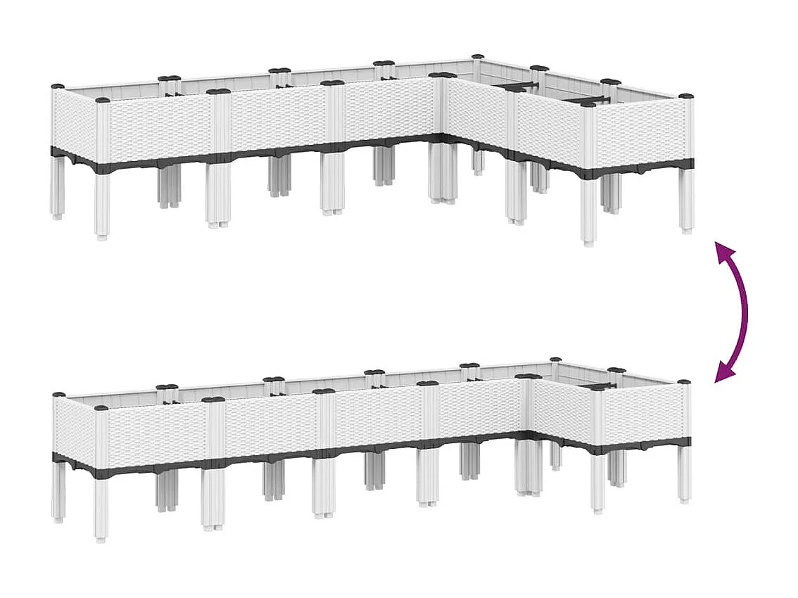 Jardinera elevada para terraza o jardín con patas 160 x 120 x 42 cm PP blanco 02_0038153