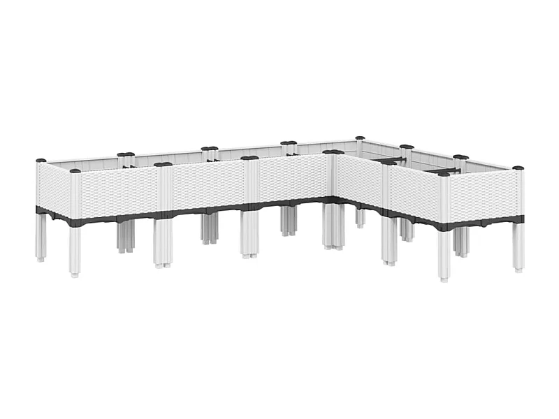 Jardinera elevada para terraza o jardín con patas 160 x 120 x 42 cm PP blanco 02_0038153