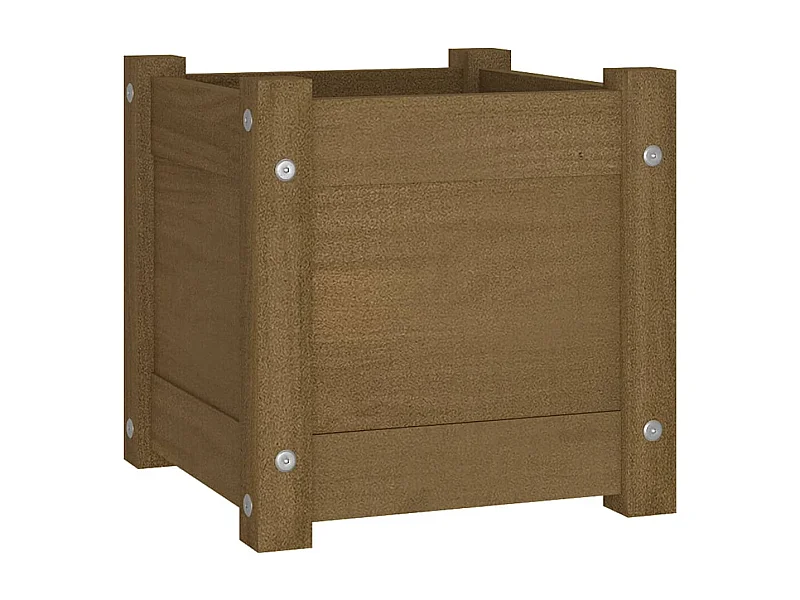 Macetero bancal elevado plantas flores terraza exterior jardín 31 x 31 x 31 cm madera maciza de pino marrón 02_0038620