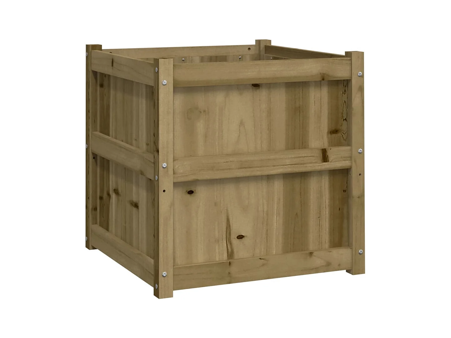 Macetero bancal elevado plantas flores terraza jardín exterior 60 x 60 x 60 cm madera de pino impregnada marrón 02_0038557