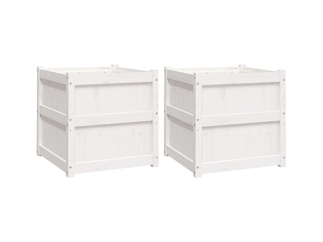 Jardinière bac lit surélevé bois blanche 60 x 60 x 60 cm 02_0039037