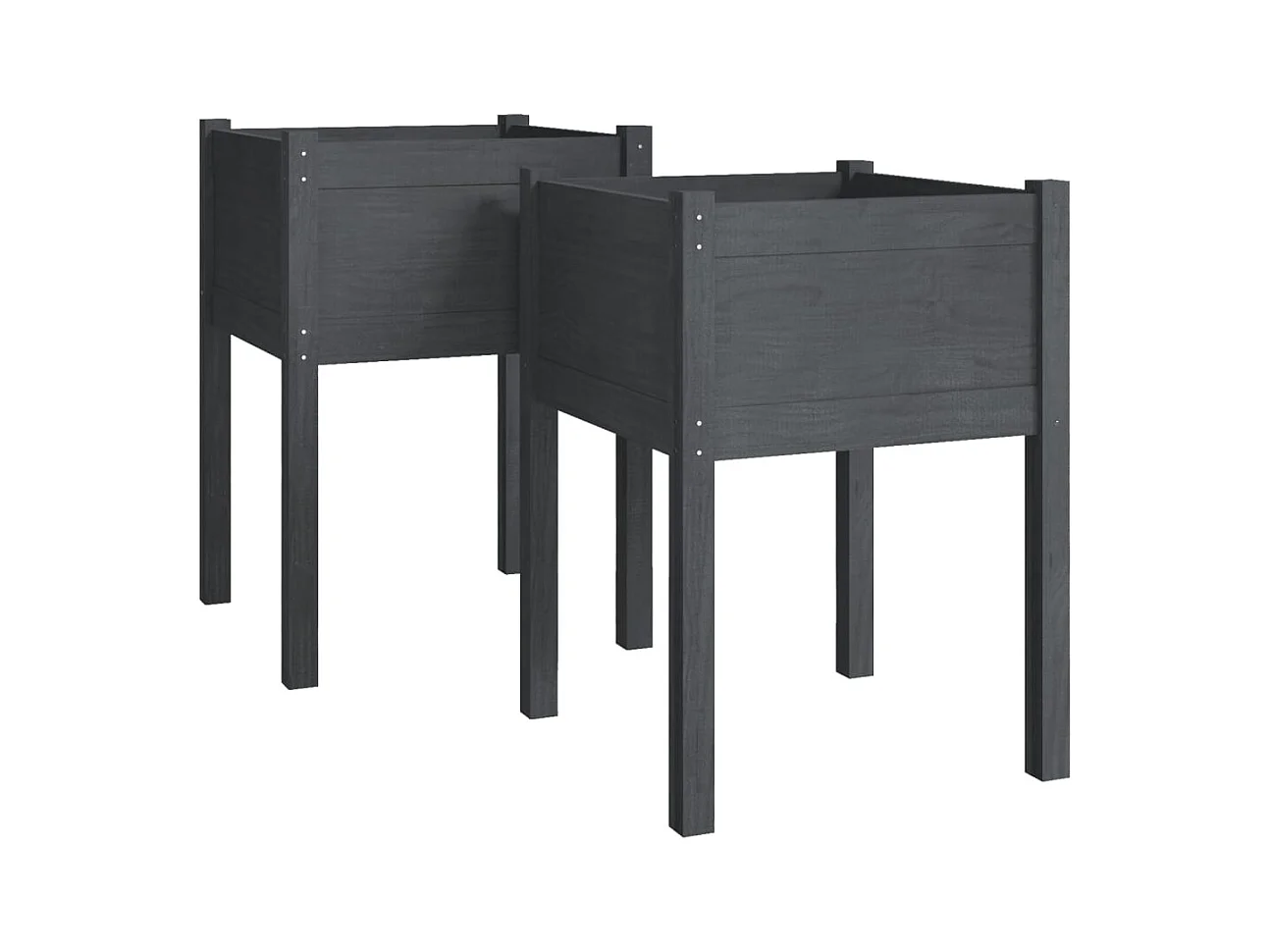 Vaso per fioriera aiuola rialzata piante fiori giardino terrazze set da 2 50 x 50 x 70 cm legno di pino massiccio grigio 02_0038995