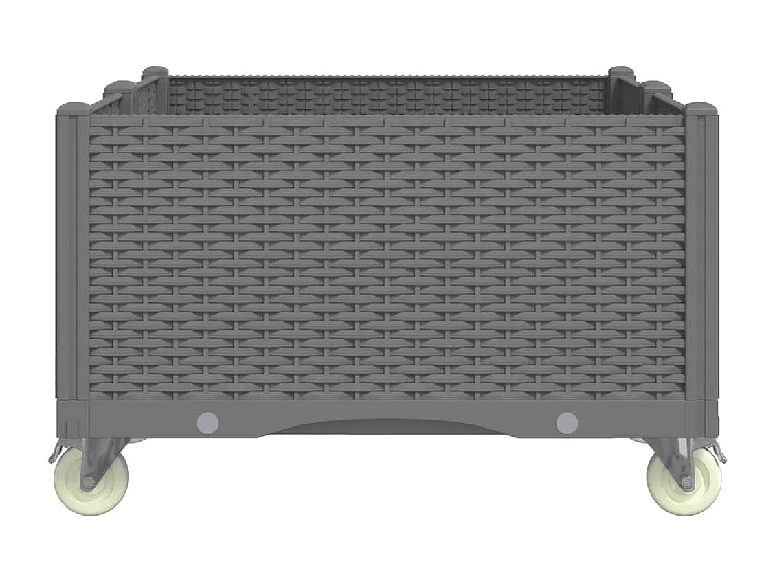 Jardinera elevada para jardín de flores terraza con ruedas ligera 100 x 80 x 54 cm PP gris 02_0038843