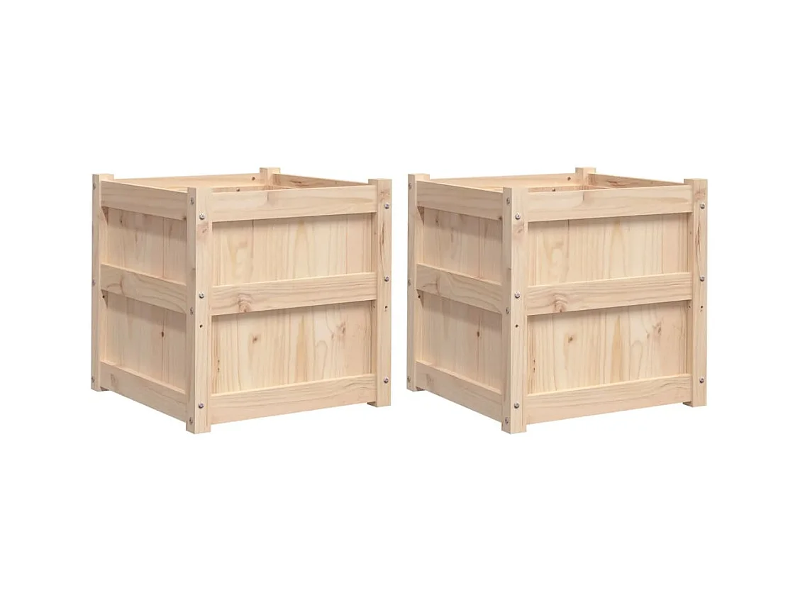 Vaso per fioriera aiuola rialzata piante fiori giardino terrazze set da 2 legno massello di pino marrone 02_0039049