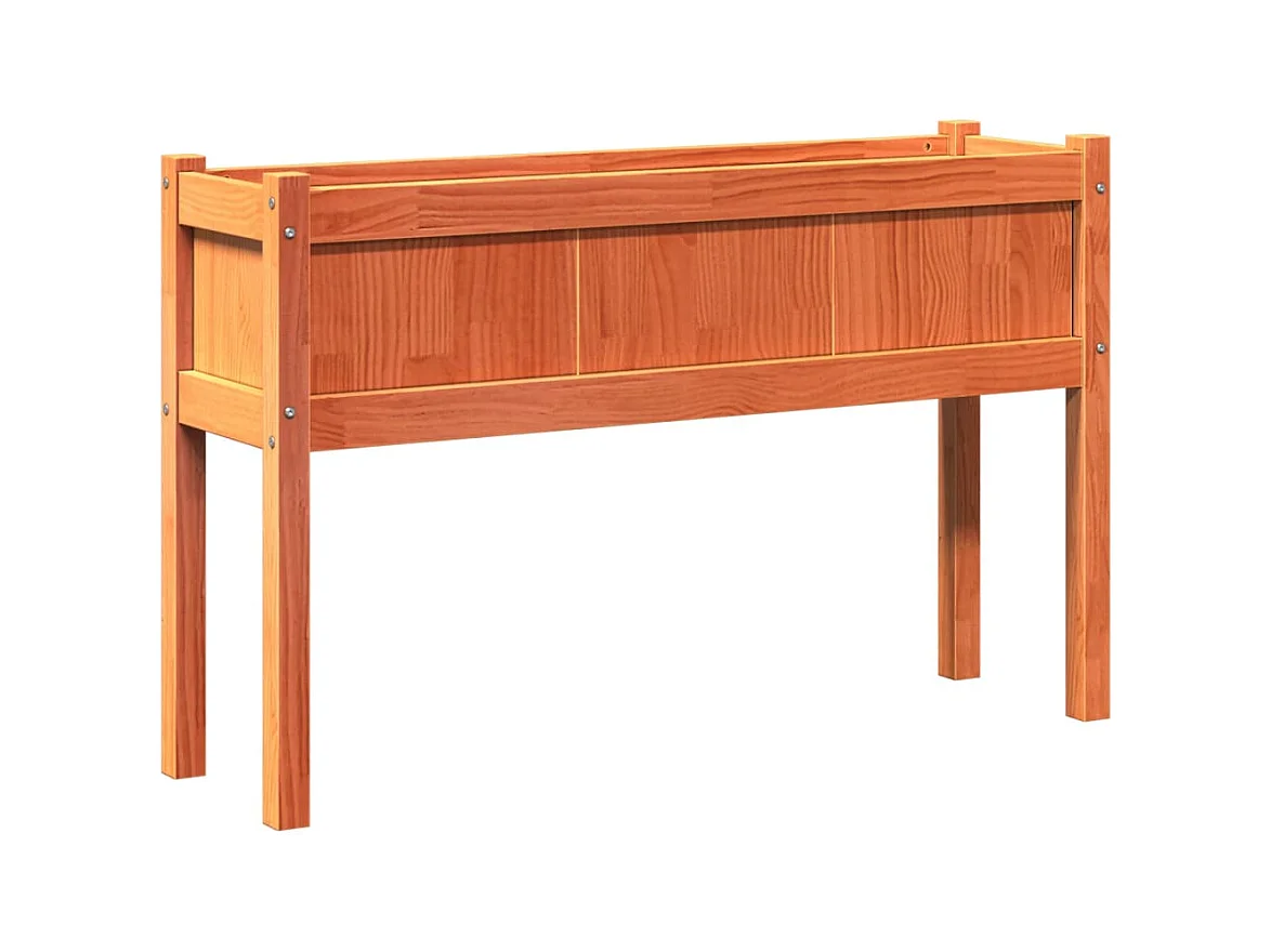 Portavaso per fioriera aiuola rialzata piante fiori giardino terrazze set da 2 con piedini in cera legno di pino massiccio marrone 02_0039023