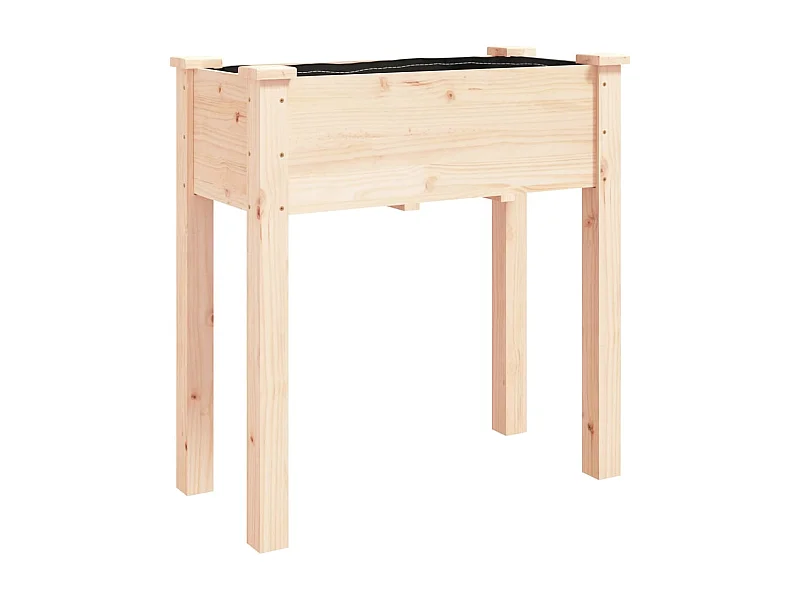 Fioriera rialzata per giardino terrazza con rivestimento 71 x 37 x 76 cm in legno massello di abete marrone 02_0038141