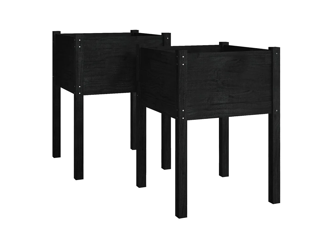Vaso per fioriera aiuola rialzata piante fiori giardino terrazze set da 2 50 x 50 x 70 cm legno di pino massiccio nero 02_0038997