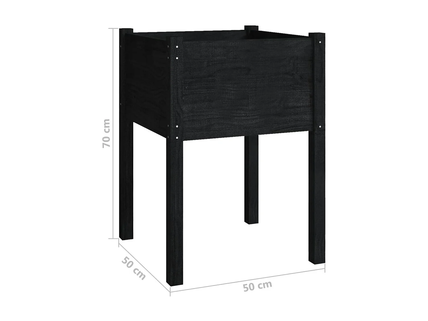 Vaso per fioriera aiuola rialzata piante fiori giardino terrazze set da 2 50 x 50 x 70 cm legno di pino massiccio nero 02_0038997
