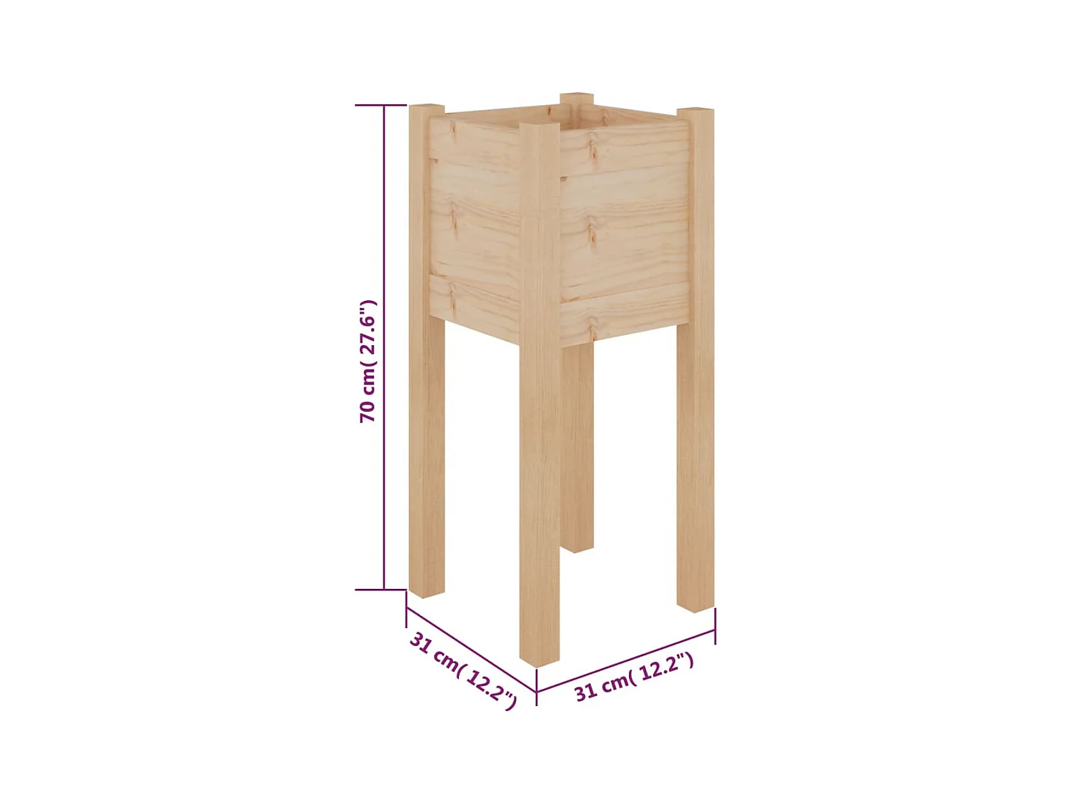 Jardinière bac lit surélevé bois marron 31 x 31 x 70 cm 02_0038543