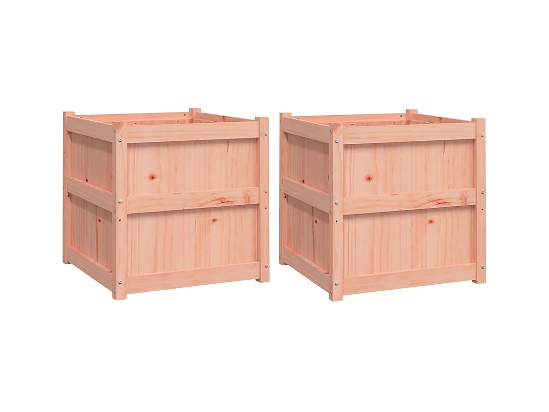 Set di 2 fioriere rialzate per fioriere da giardino e terrazze in legno massello Douglas marrone 02_0039054