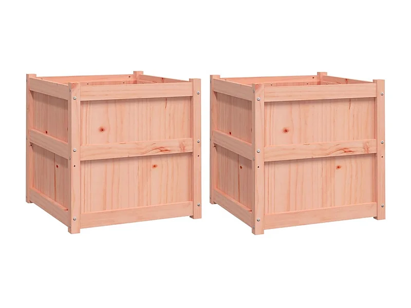 Conjunto de 2 vasos de flores para canteiros elevados jardim terraços madeira maciça Douglas Brown 02_0039054