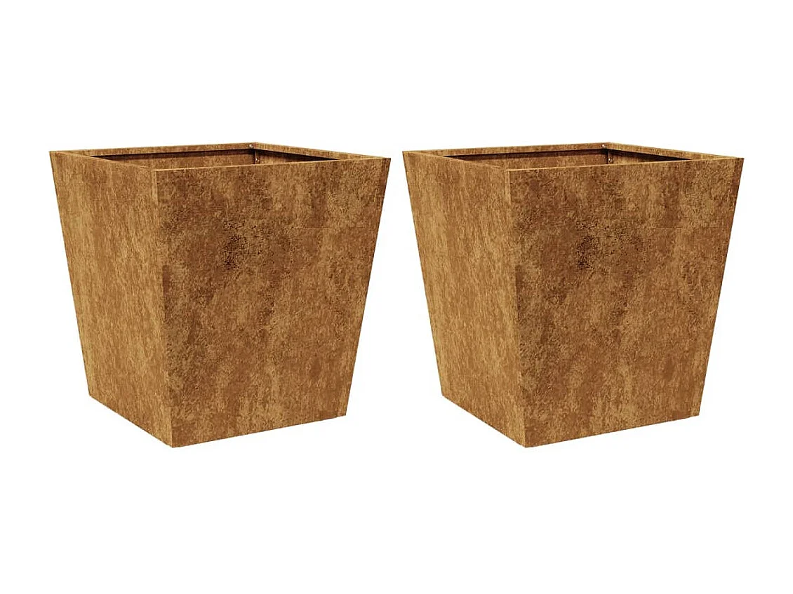 Conjunto de 2 vasos para canteiros elevados flores e terraços de jardim 40 x 40 x 40 cm aço corten marrom 02_0038955