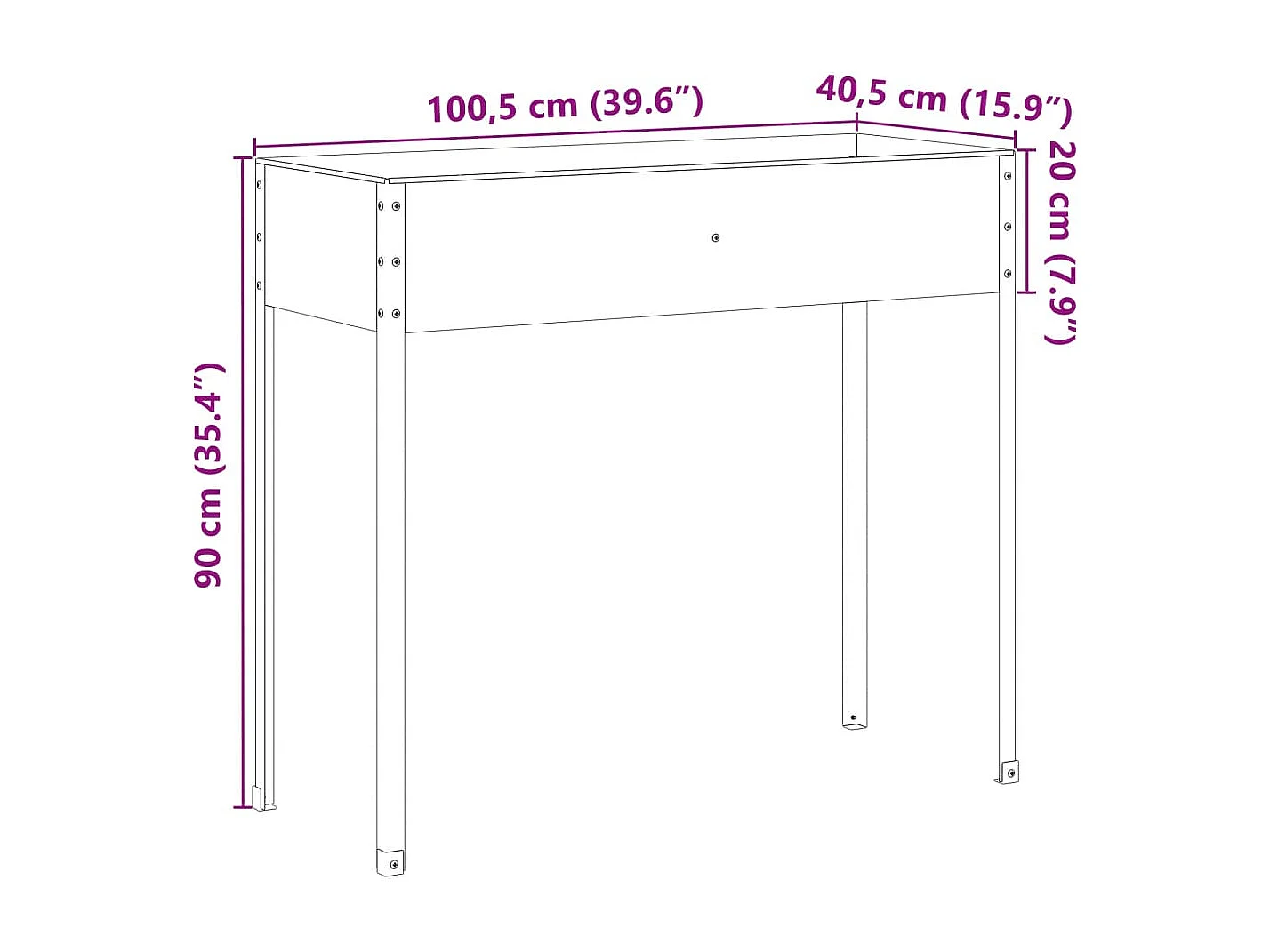 Fioriera aiuola rialzata piante fiori terrazza giardino 100,5 x 40,5 x 90 cm acciaio resistente alle intemperie marrone 02_0037291