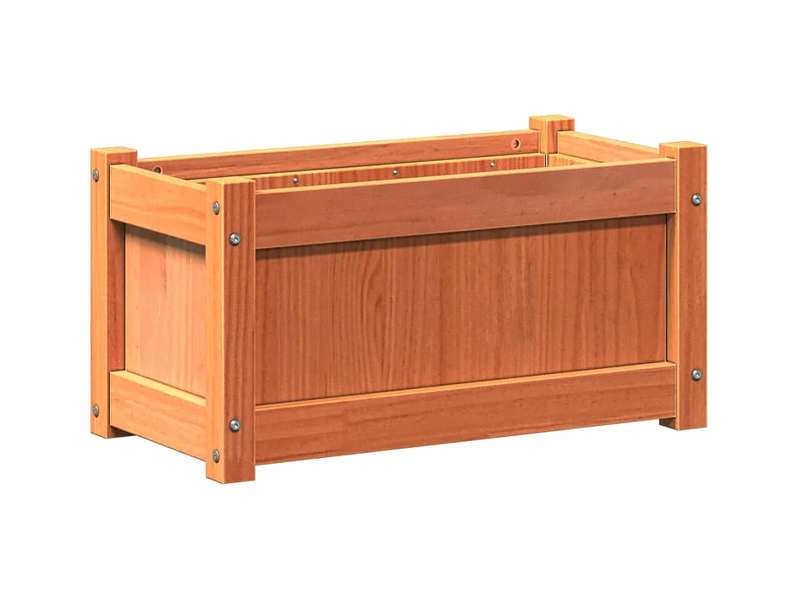 Macetero bancal elevado plantas flores jardín terrazas juego de 2 madera maciza de pino encerada marrón 02_0039063