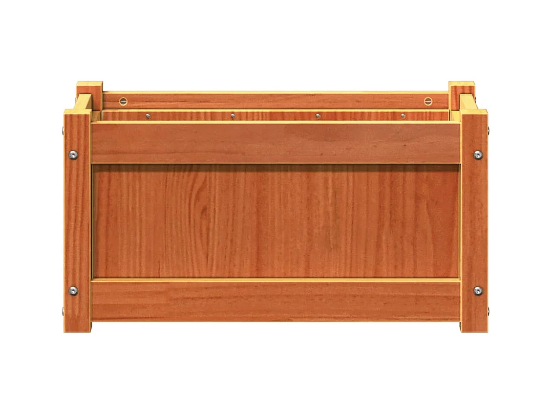 Macetero bancal elevado plantas flores jardín terrazas juego de 2 madera maciza de pino encerada marrón 02_0039063