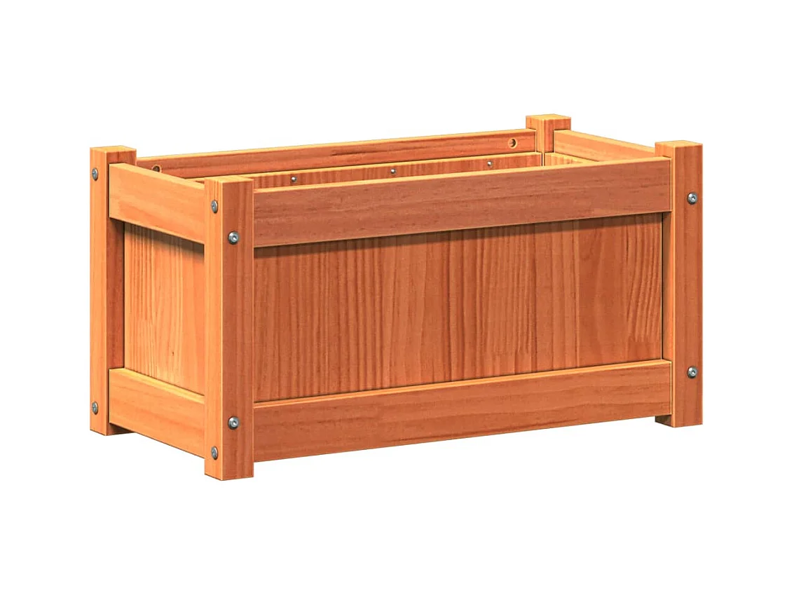 Macetero bancal elevado plantas flores jardín terrazas juego de 2 madera maciza de pino encerada marrón 02_0039063