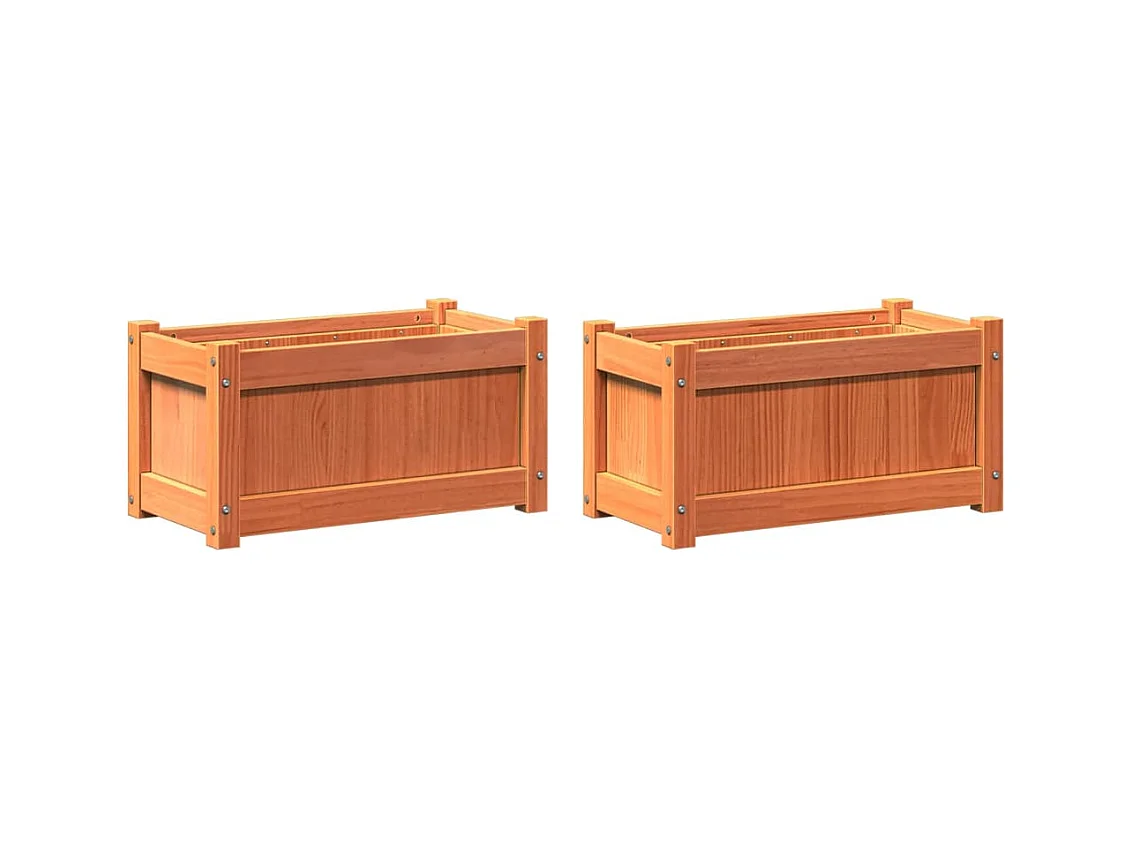 Vassoio per fioriere aiuola rialzata piante fiori giardino terrazze set da 2 cera legno massello di pino marrone 02_0039063