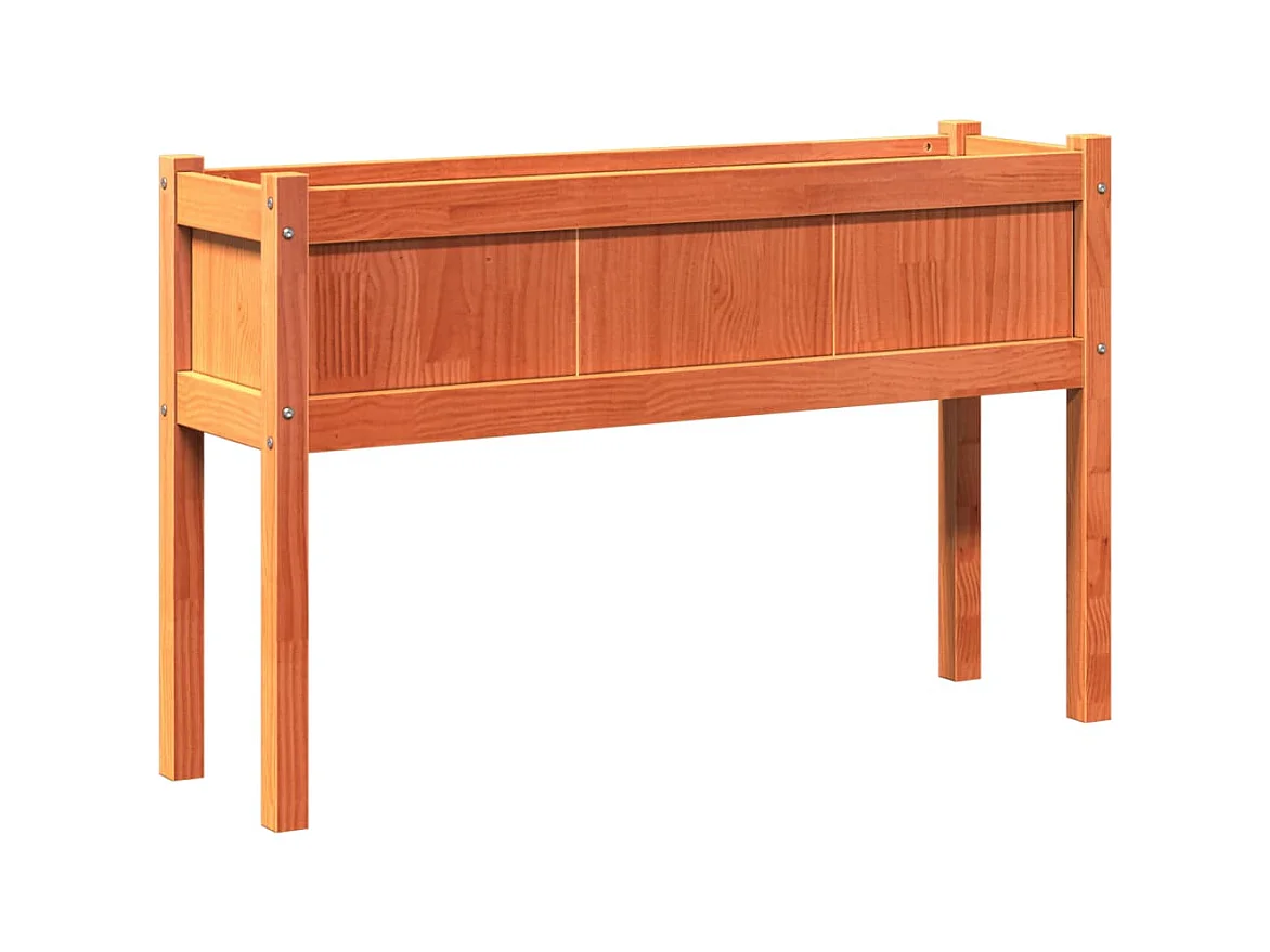Vaso per fioriera aiuola rialzata piante fiori giardino terrazze con gambe e piedi 110 x 31 x 70 cm legno di pino massiccio marrone 02_0038875