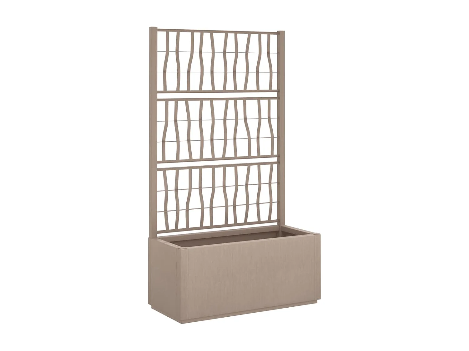 Vassoio per fioriera aiuola rialzata piante fiori terrazza giardino con traliccio leggero 80 x 36 x 140 cm PP marrone 02_0038359