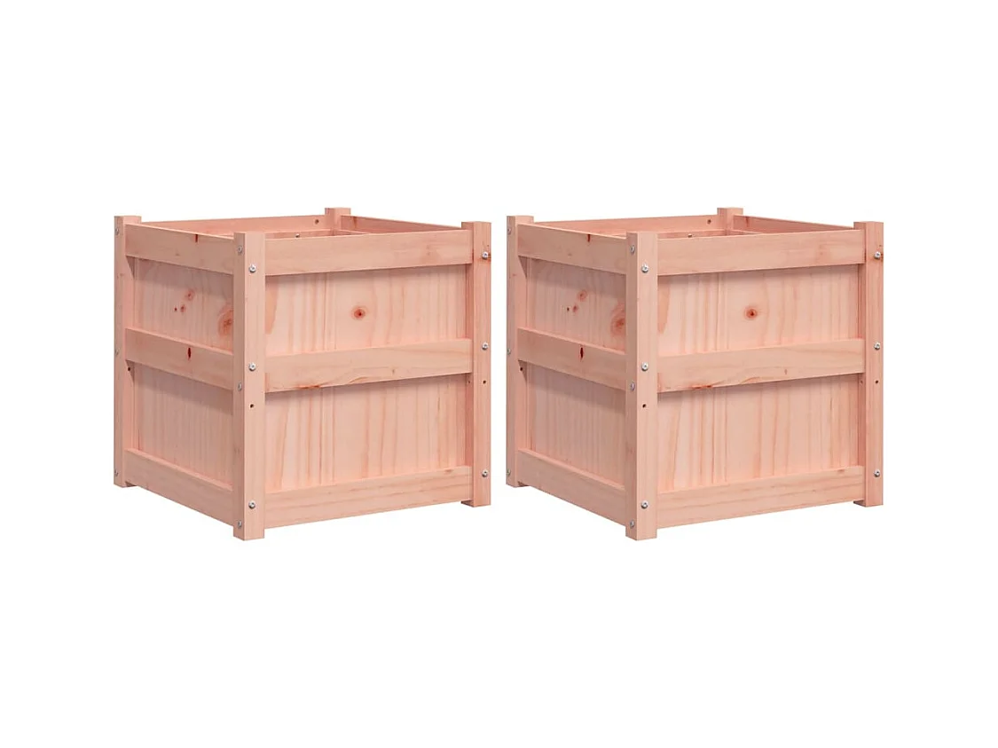 Set di 2 fioriere rialzate per aiuole fioriere per giardino terrazze in legno massello marrone Douglas 02_0039059