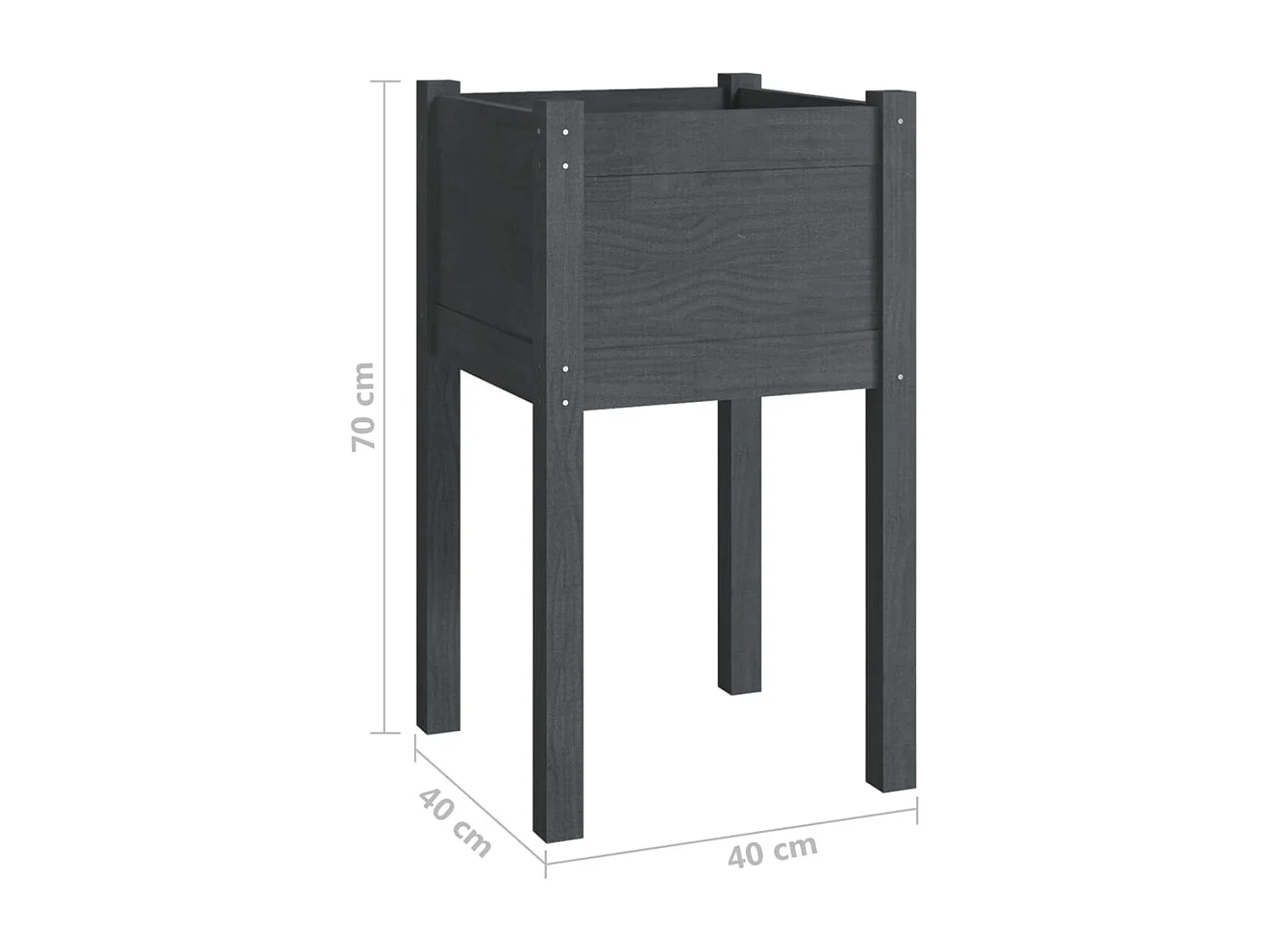 Plantador bandeja de cama elevada plantas flores jardim terraços ao ar livre conjunto de 2 40 x 40 x 70 cm madeira de pinho maciça cinza 02_0038900