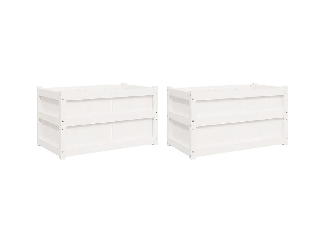 Jardinière bac lit surélevé bois blanche 90 x 50 x 50 cm 02_0039038
