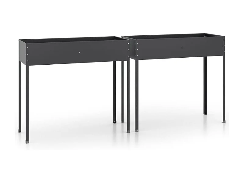 Set da 2 fioriera aiuola rialzata vassoio piante fiori giardino terrazzi acciaio zincato antracite 02_0039008