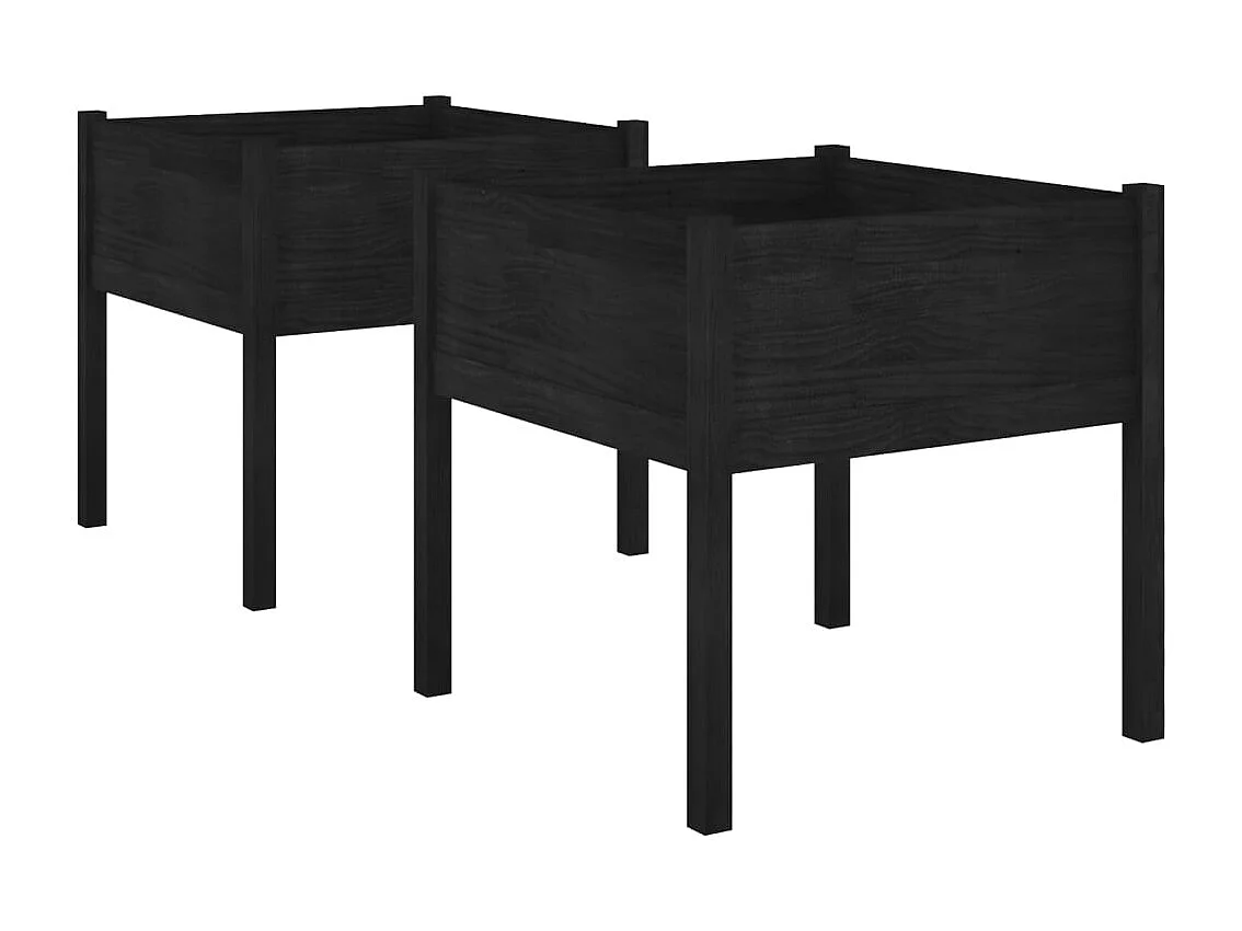 Vaso per fioriera aiuola rialzata piante fiori giardino terrazze set da 2 70 x 70 x 70 cm legno di pino massiccio nero 02_0039006