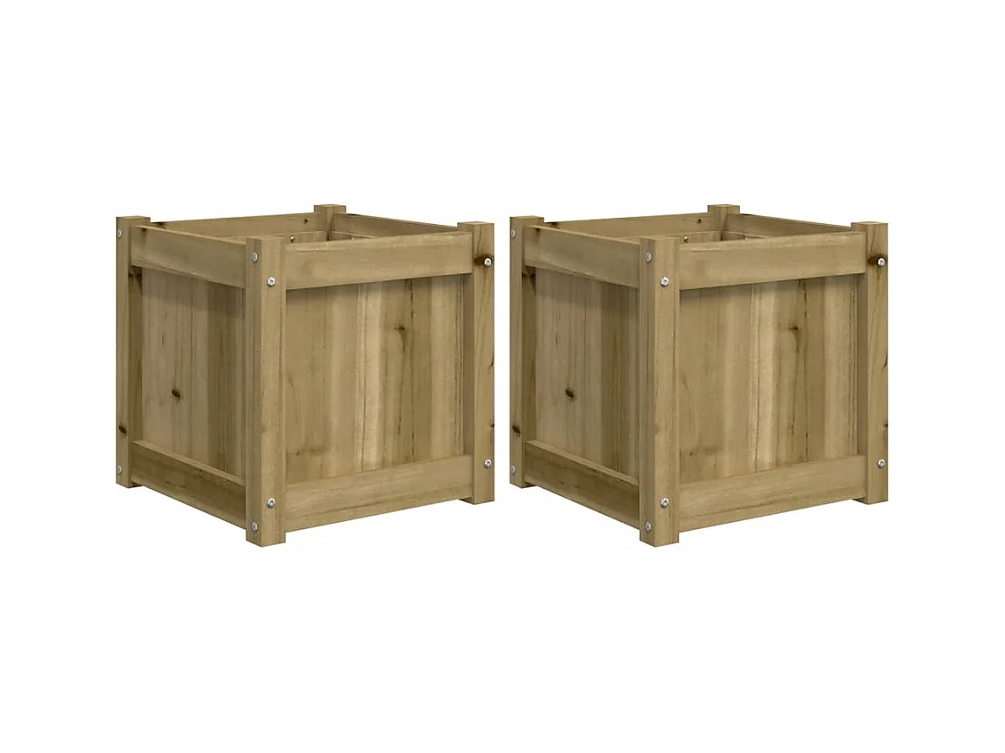 Vaso per fioriera aiuola rialzata piante fiori giardino terrazze set da 2 legno di pino impregnato marrone 02_0039026