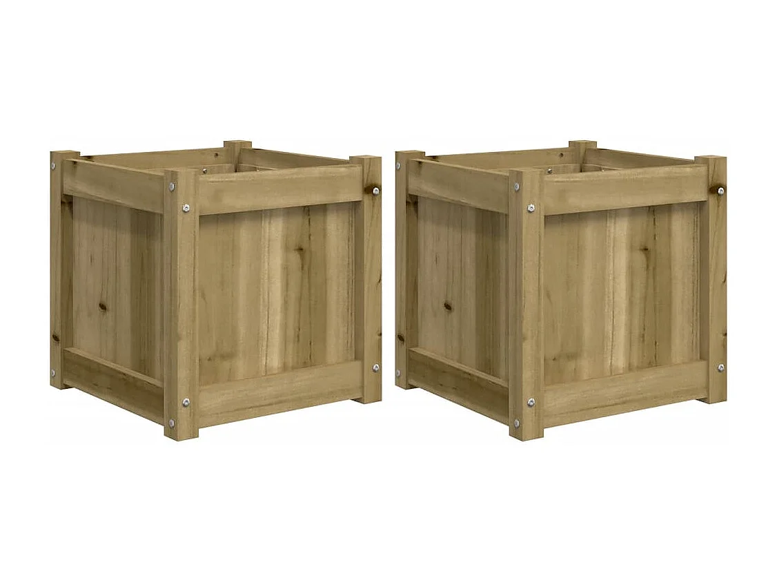 Vaso per fioriera aiuola rialzata piante fiori giardino terrazze set da 2 legno di pino impregnato marrone 02_0039026