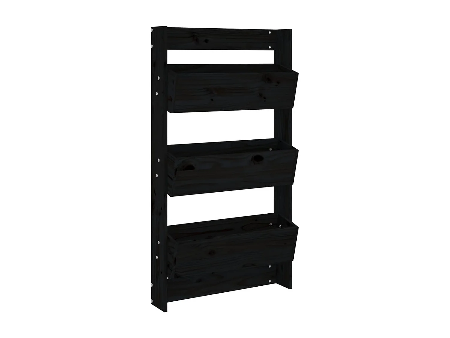 Vassoio per fioriera aiuola rialzata piante fiori terrazza muro giardino 3 livelli 60 x 18,5 x 110 cm legno di pino massiccio nero 02_0038655