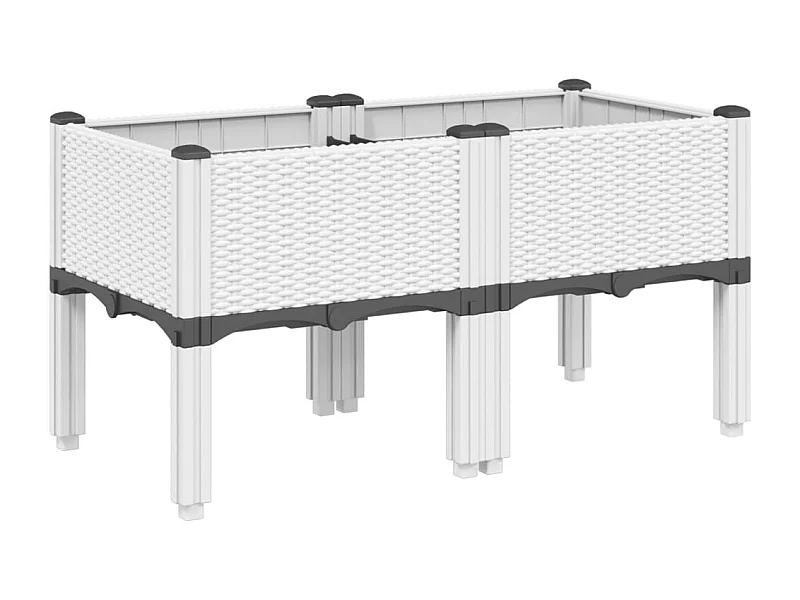 Fioriera rialzata per aiuola da giardino con piedini 80 x 40 x 42 cm PP bianco 02_0038168
