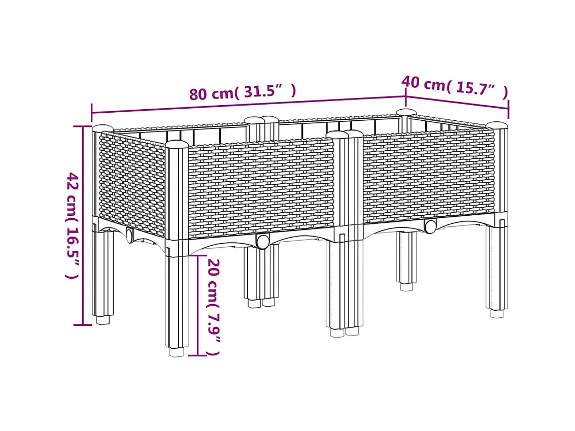 Jardinière bac lit surélevé blanche 80 x 40 x 42 cm 02_0038168