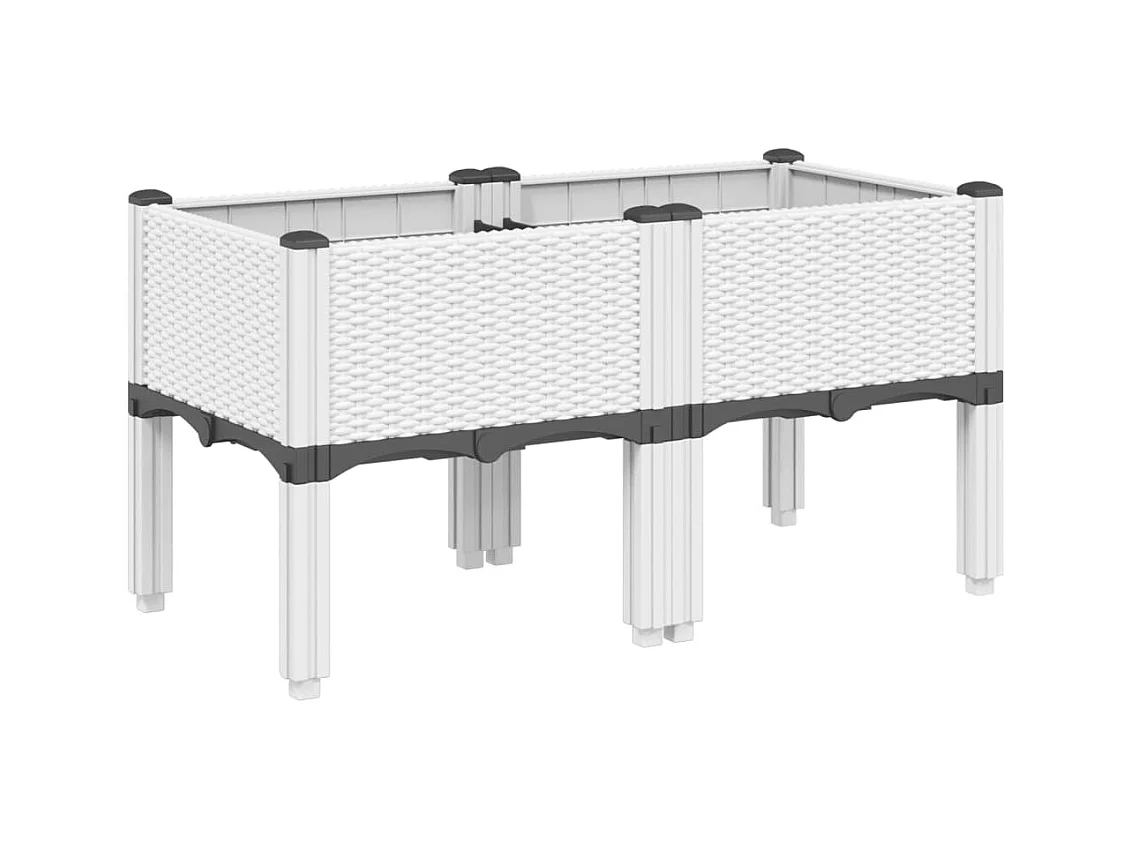Fioriera rialzata per aiuola da giardino con piedini 80 x 40 x 42 cm PP bianco 02_0038168