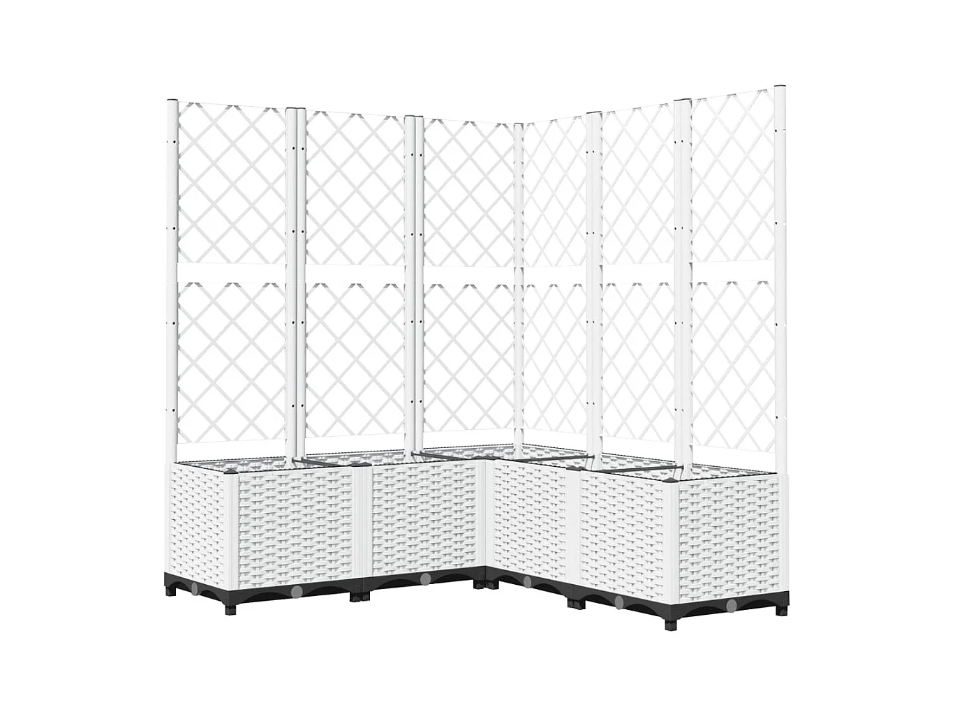 Fioriera rialzata per aiuola fioriera per terrazza giardino con traliccio 120 x 120 x 136 cm PP bianco 02_0038226
